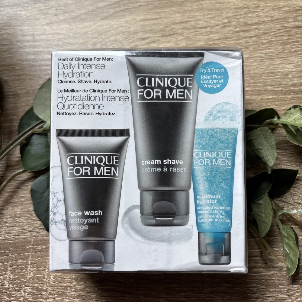 Clinique for Men Daily Intense Hydration 3 Pc Gift Set Travel Sz NIB Sealed